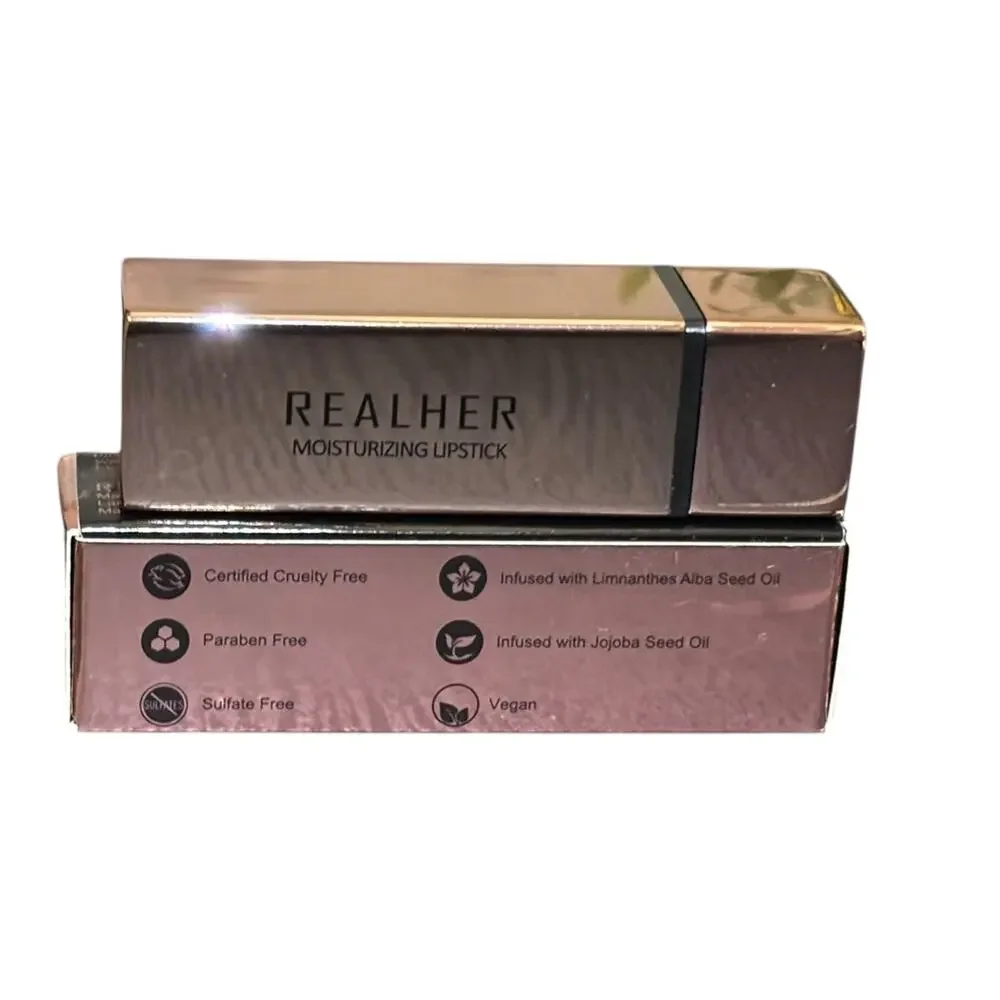 REALHER So Sassy Moisturizing Lipstick–Bright Pink Vegan Hydrating Lip Color NIB